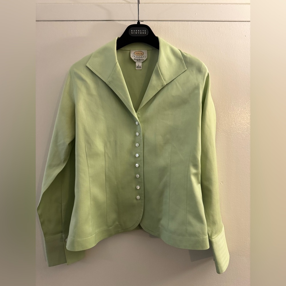 Vintage 2000s Talbots brat green Y2K blouse size 6
